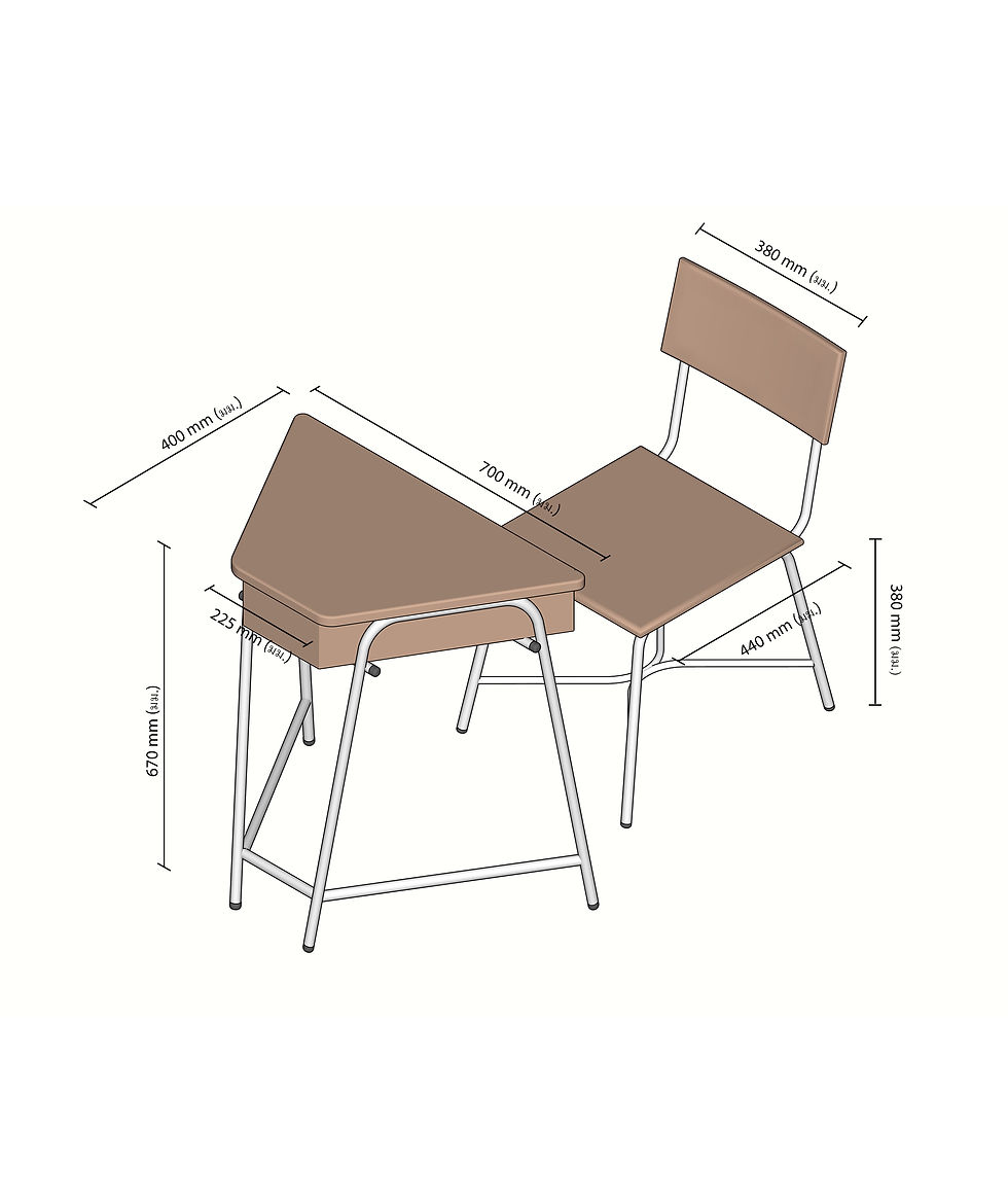Thumbnail: โต๊ะเก้าอี้กิจกรรมกลุ่ม 6 เหลี่ยม 6 ที่นั่ง ประถม ระดับขนาด 4