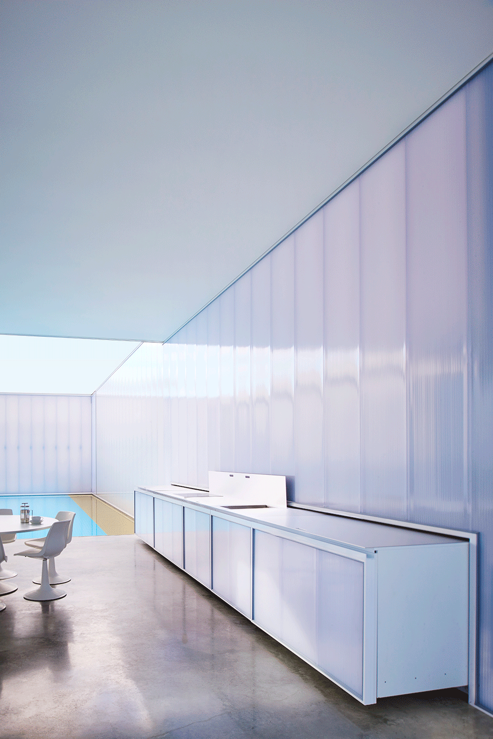Sliding kitchen into wall