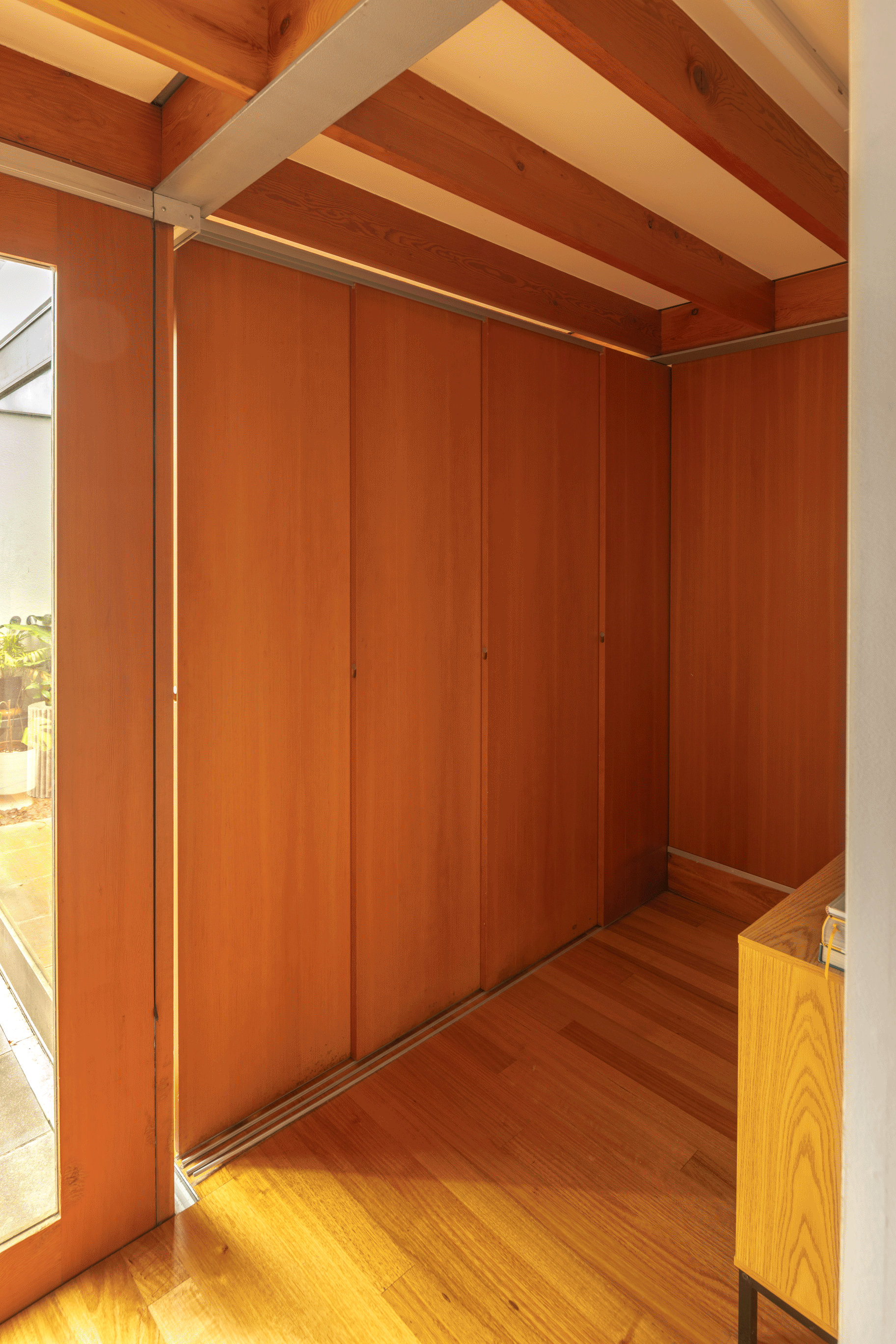 Sliding timber door to a bedroom