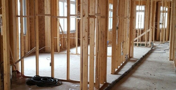 New home construction framing progress