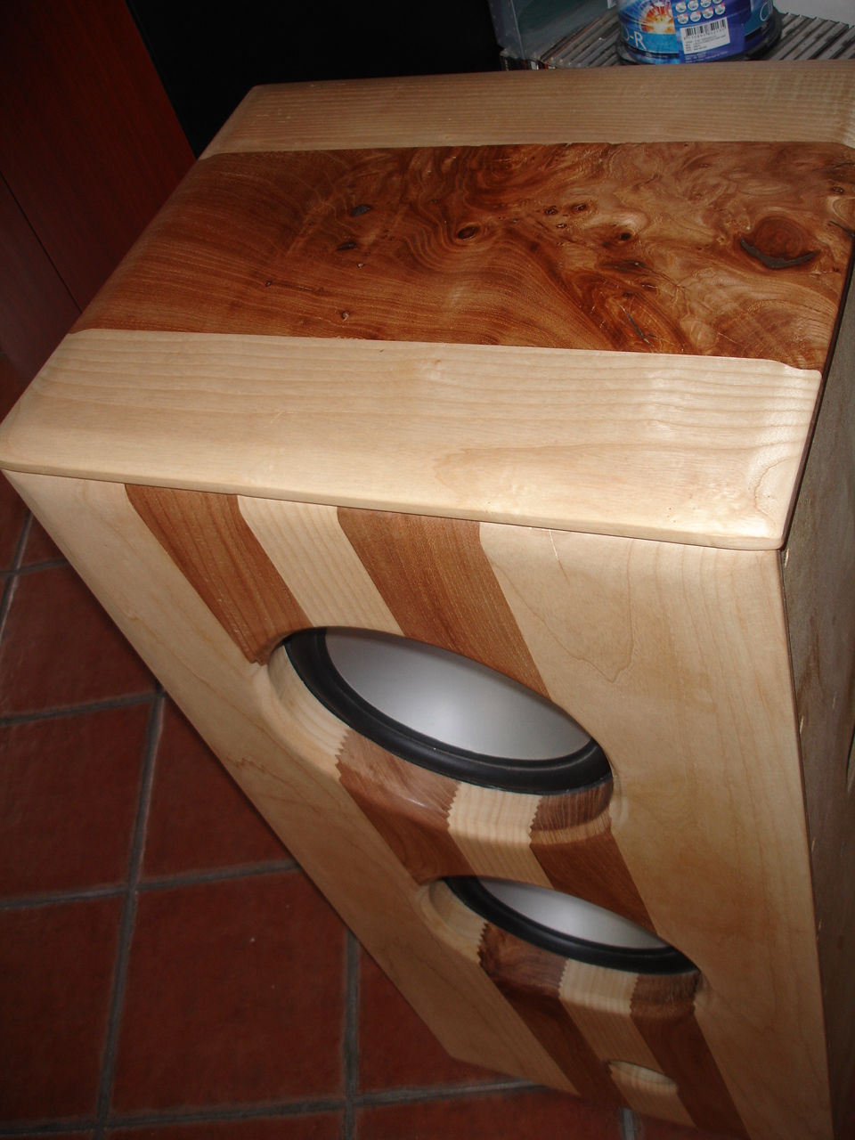 speaker cover - elm burr and ash