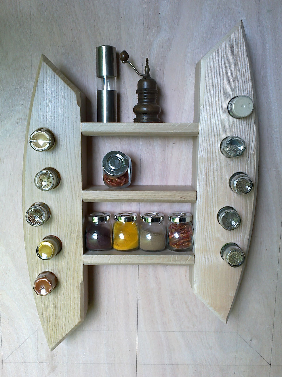 spice rack; ash; 10 hole
