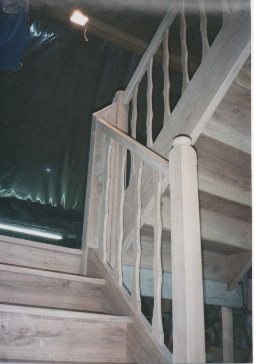 Oak staircase before varnish