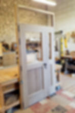 internal view of oak door in workshop