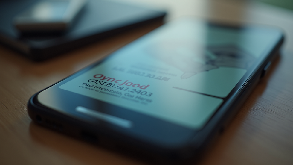 Close-up view of a digital business card displayed on a smartphone screen