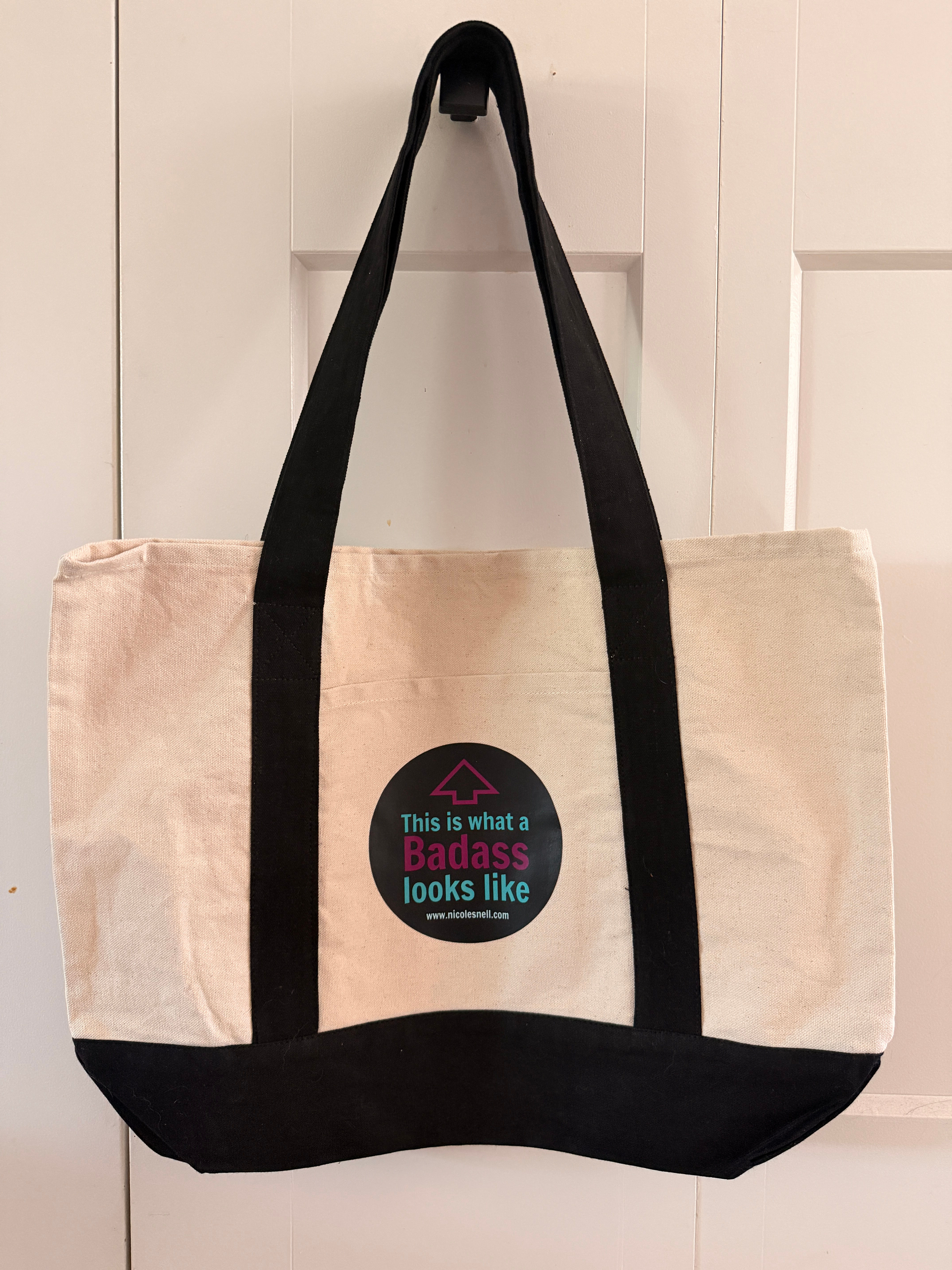 Canvas Shopping Bag- This is what a badass looks like (circle)
