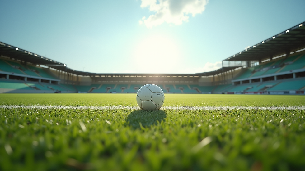 Eye-level view of a serene sports field with a clear sky