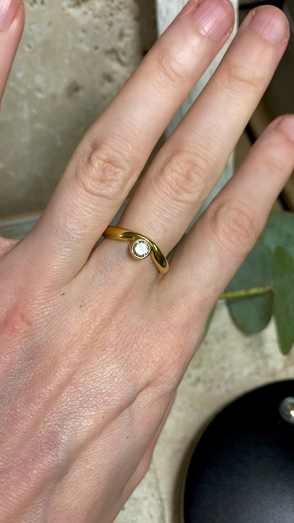 Thumbnail: 18ct Yellow Gold Solitaire Off-set Diamond Engagement Ring