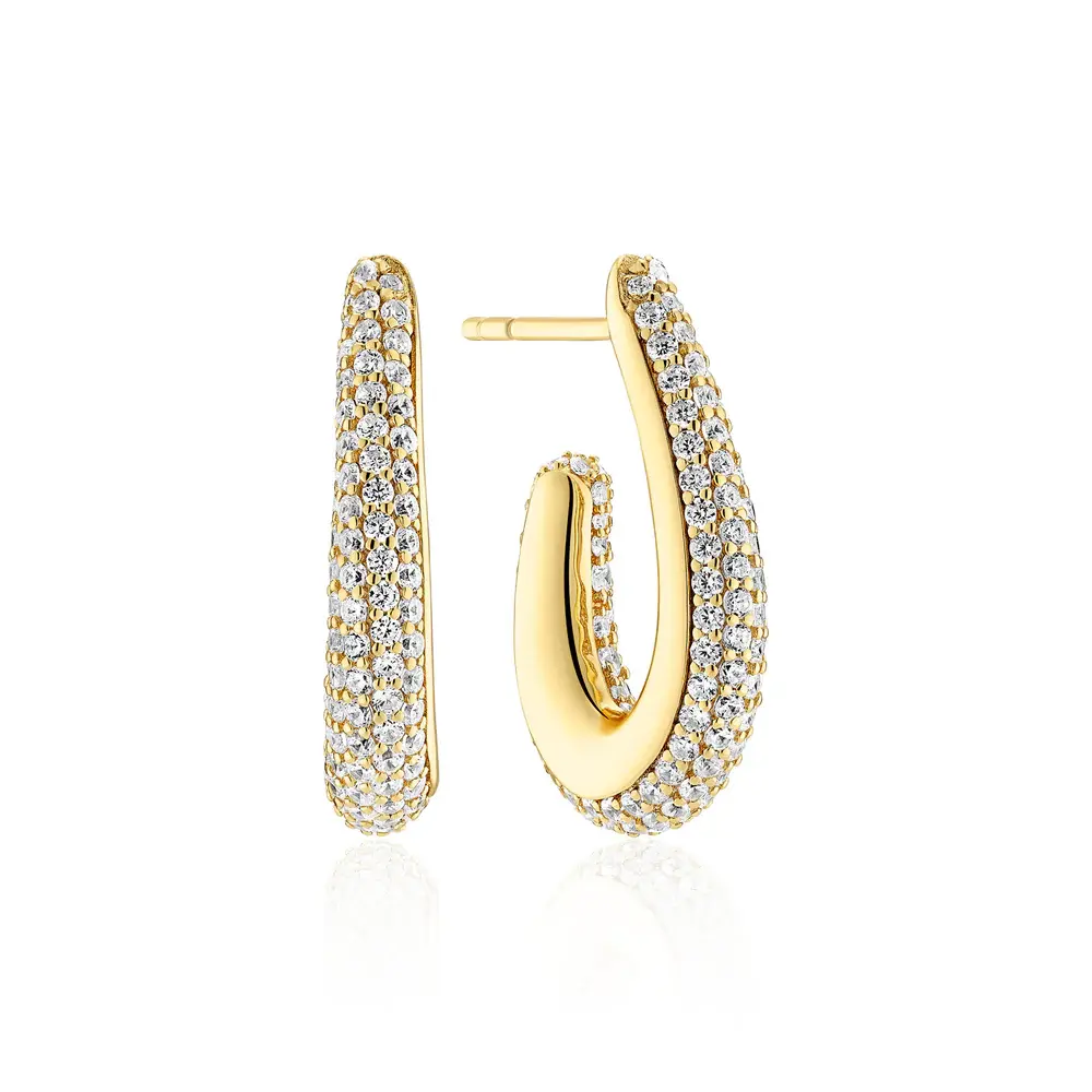 Sif Jakobs Earrings Goccia Piccolo with White Zirconia Yellow Gold