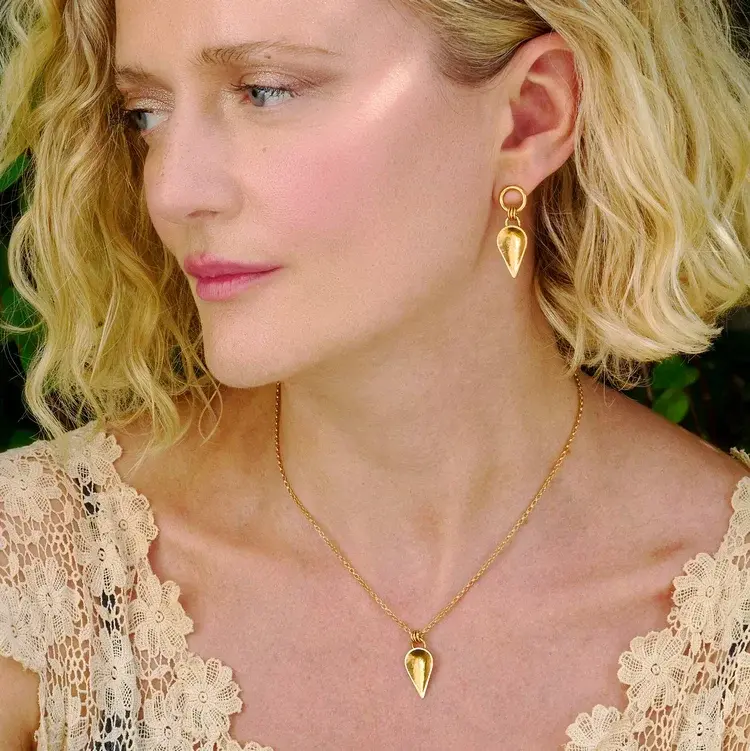 Thumbnail: Cara Tonkin Komorebi Cupped Leaf Pendant Yellow Gold