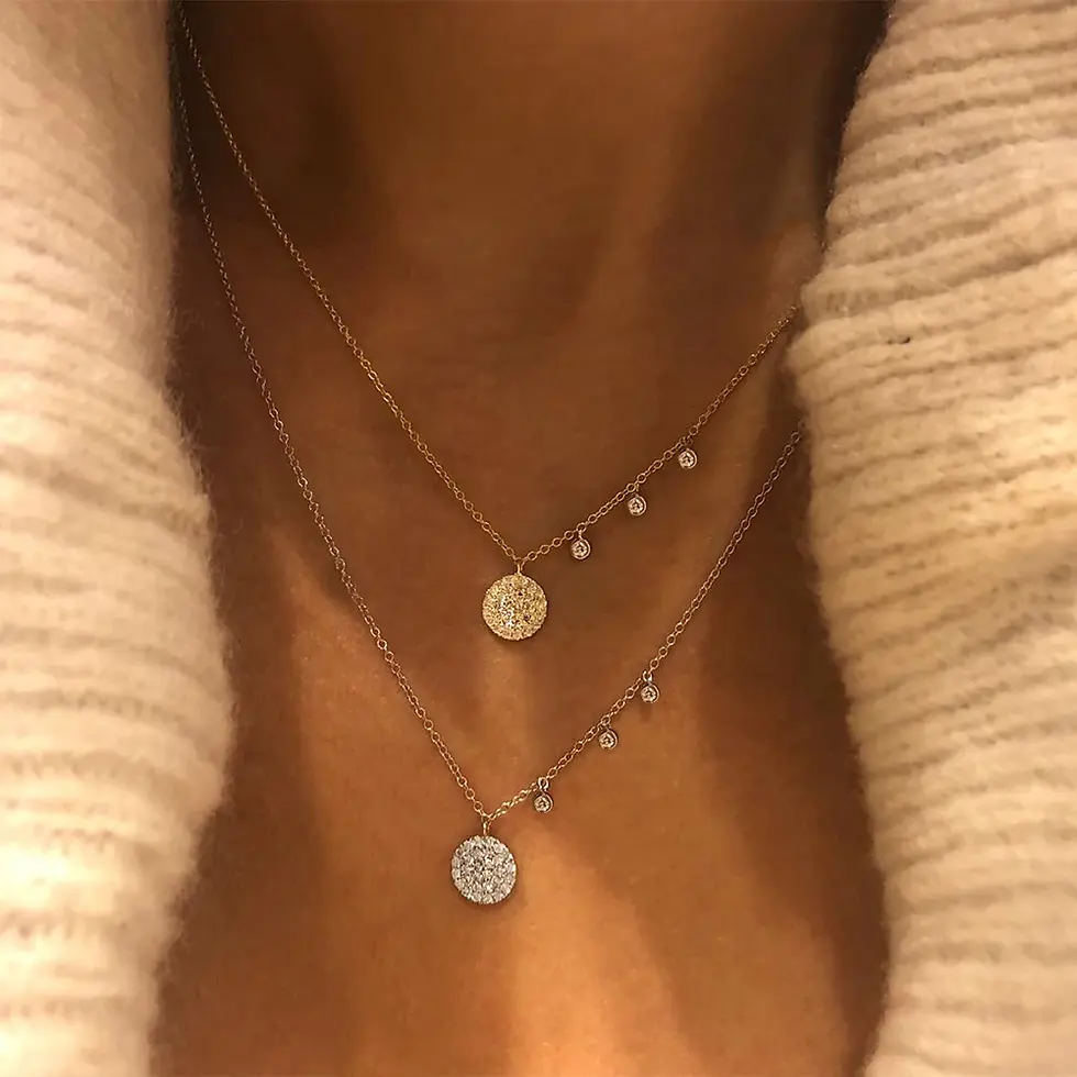 Thumbnail: Meira T 14ct Yellow Gold Signature Disc Diamond Necklace