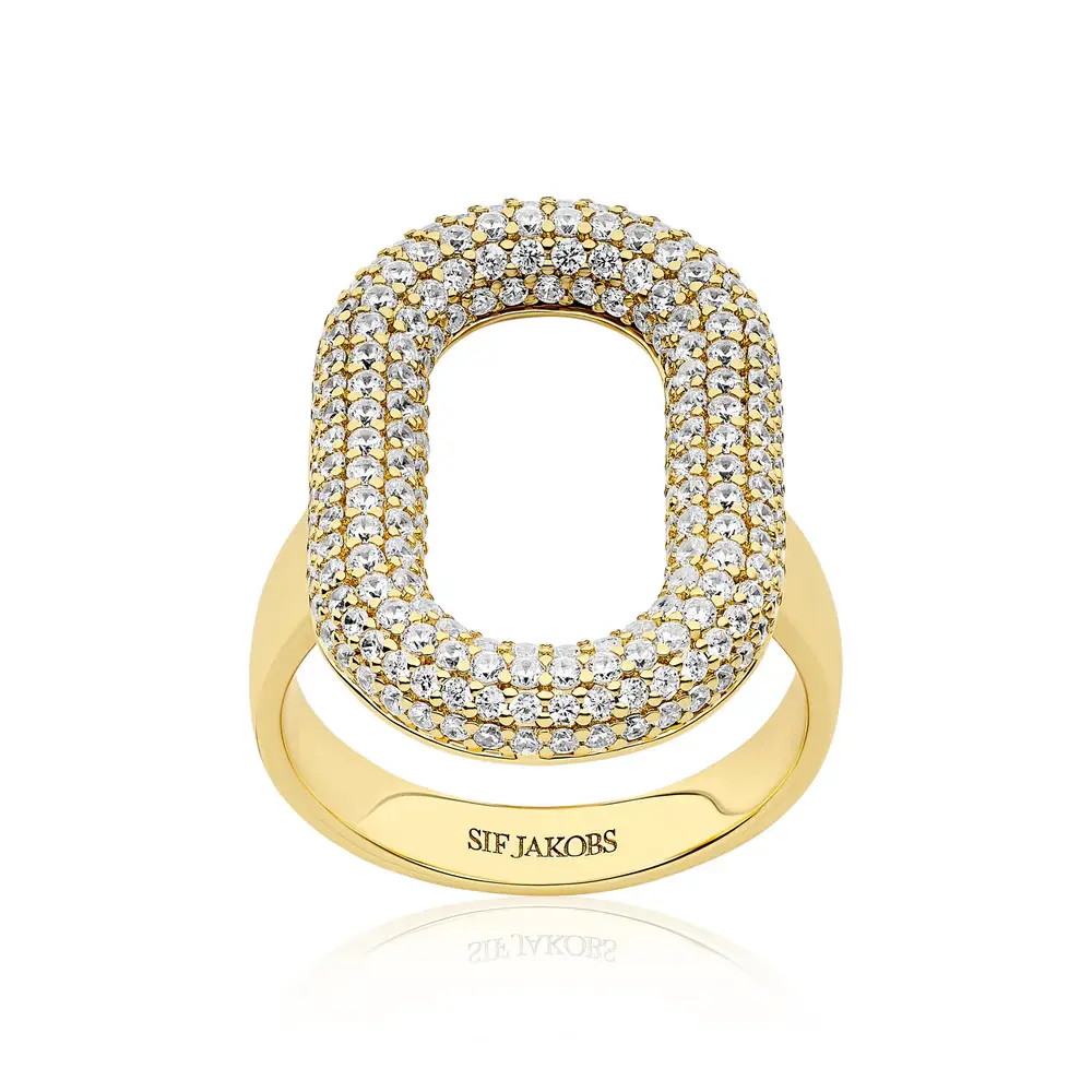 Sif Jakobs Ring Capri with White Zirconia Yellow Gold