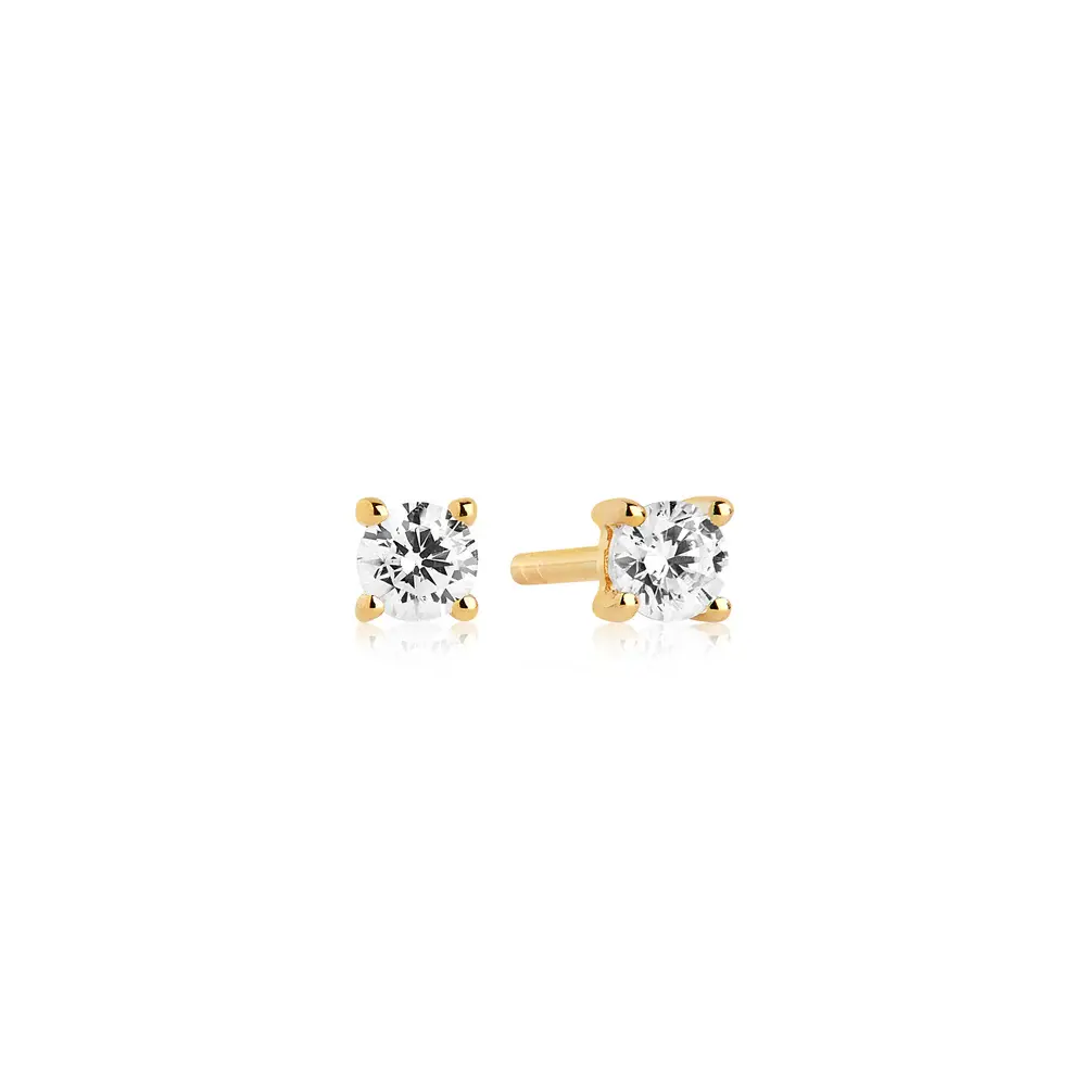 Sif Jakobs Princess Piccolo Studs Gold With White Zirconia