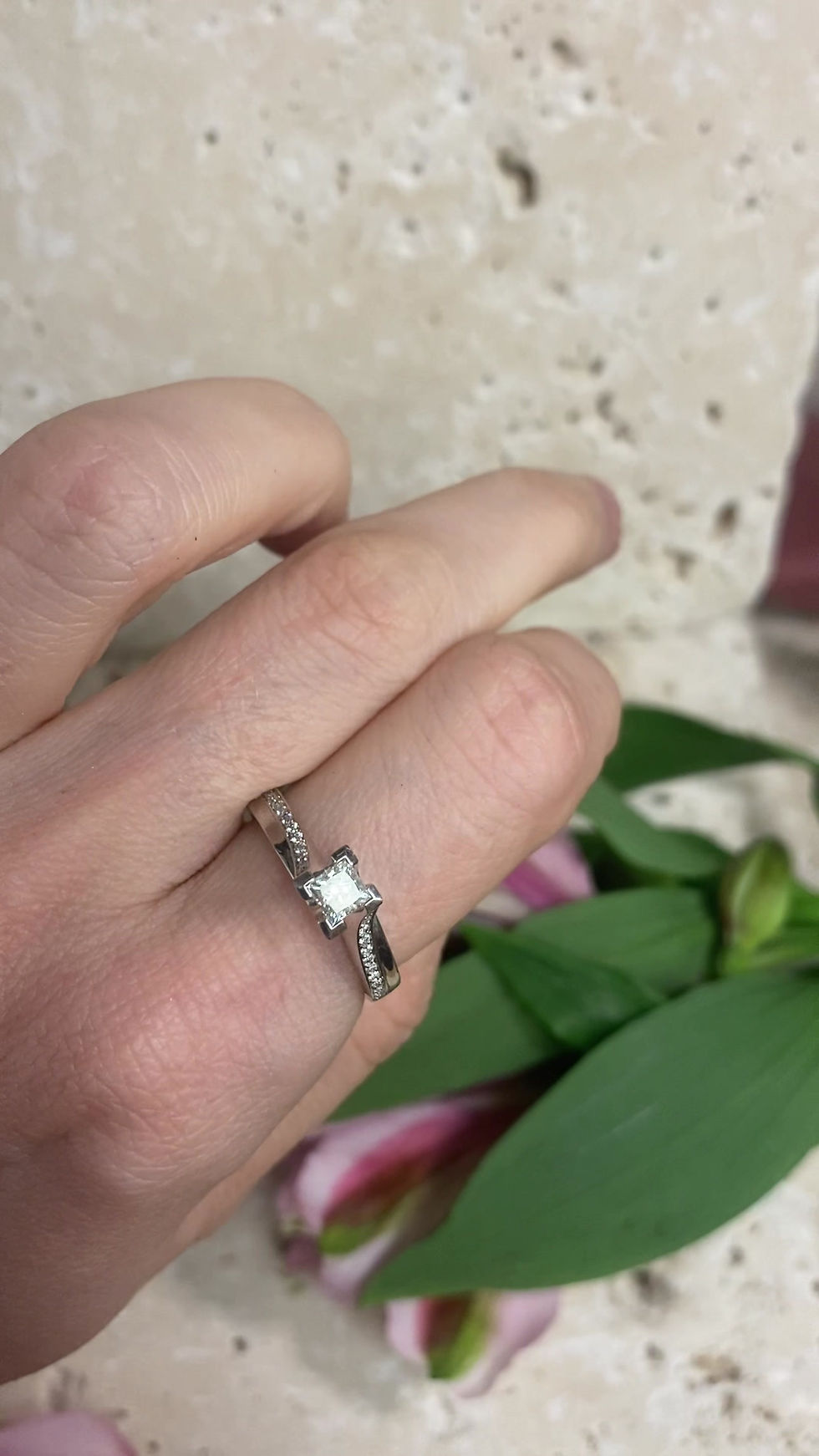 Thumbnail: Galio 18ct White Gold Solitaire Diamond Engagememt Ring