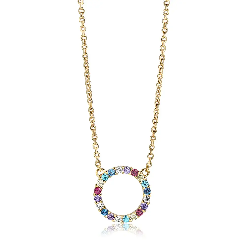Sif Jakobs Necklace Biella Yellow Gold With Multi-coloured Zirconia