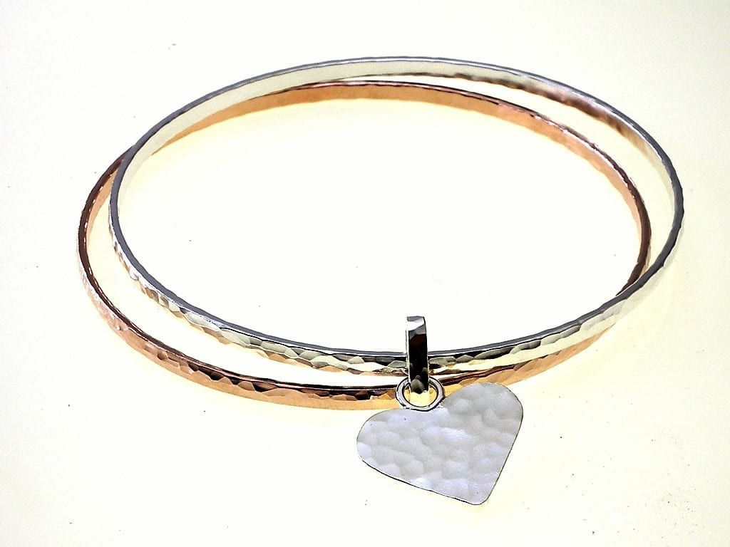 Yaron Morhaim Sterling Silver & Rolled Gold Life, Beauty & Love Bangle