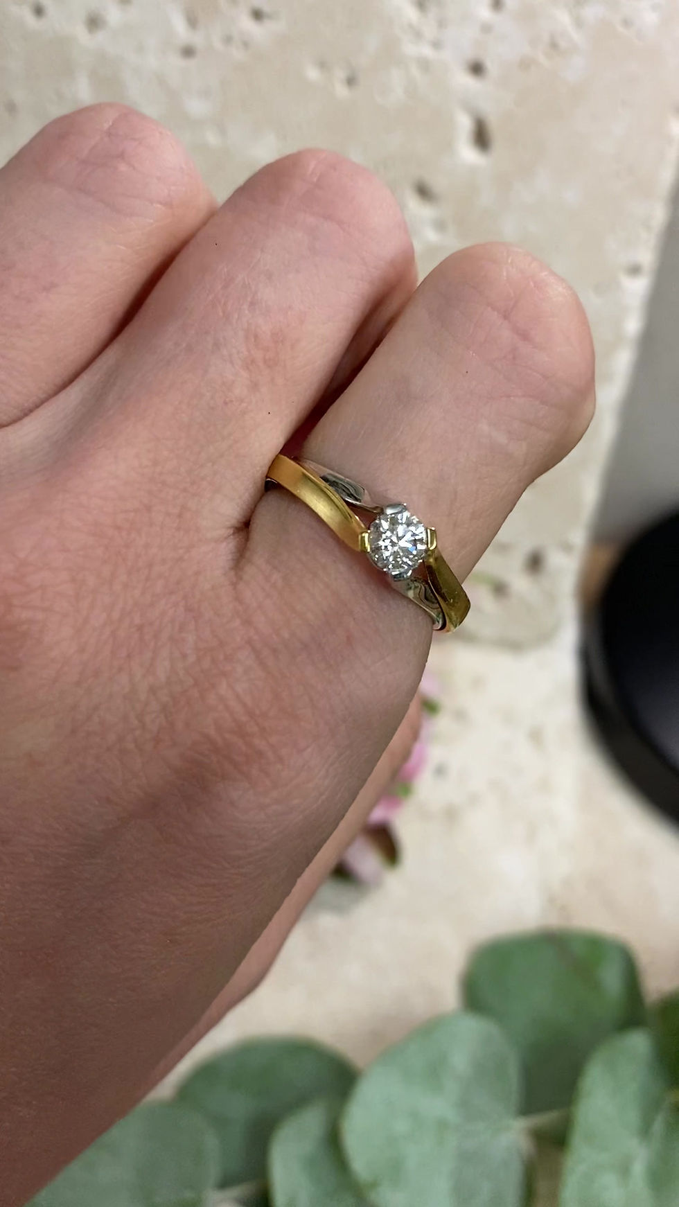 Thumbnail: Galio 18ct Yellow Gold & 18ct White Gold Diamond Solitaire Engagement Ring