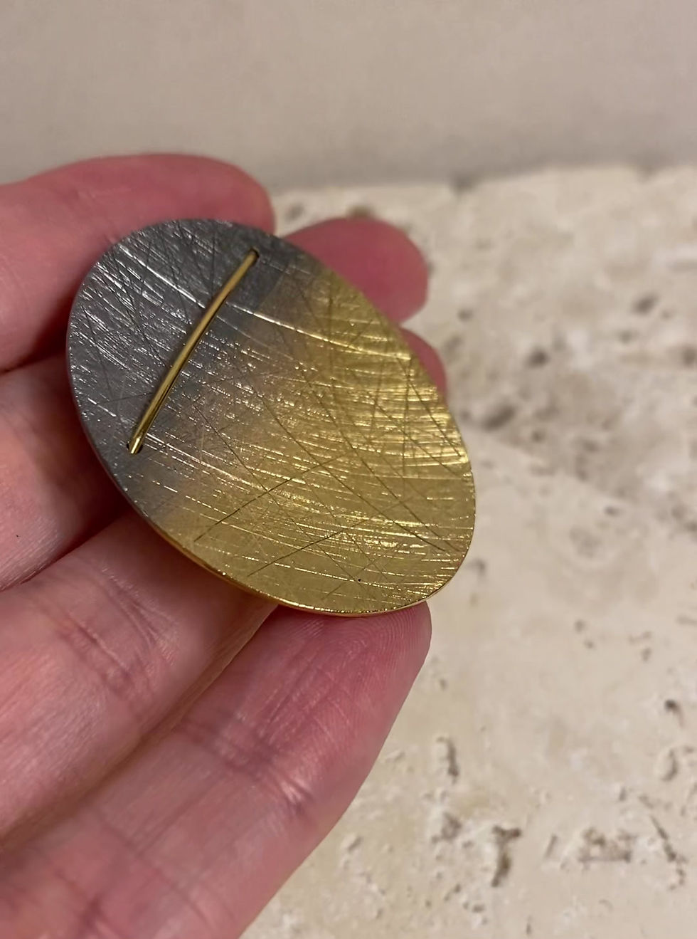 Thumbnail: Galio Sterling Silver, Yellow Gold & Black Rhodium Circle Necklace