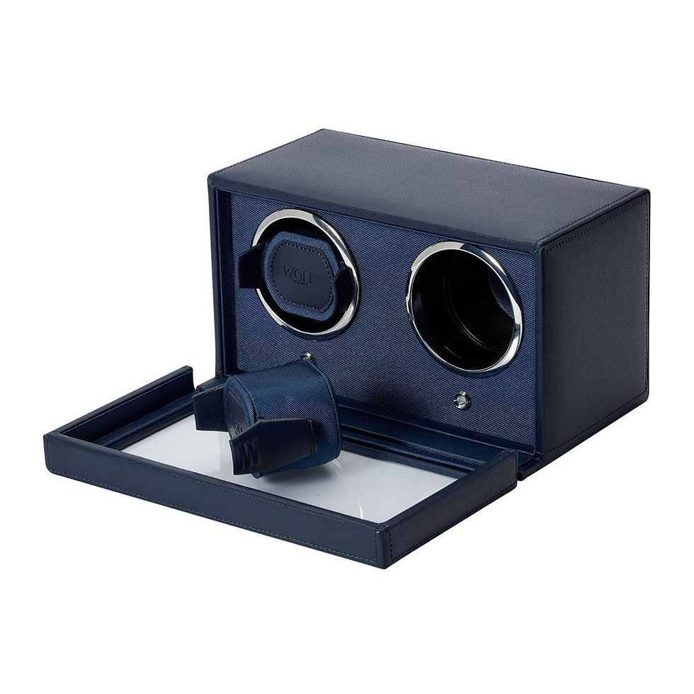 Thumbnail: WOLF Cub Double Watch Winder With Cover Navy