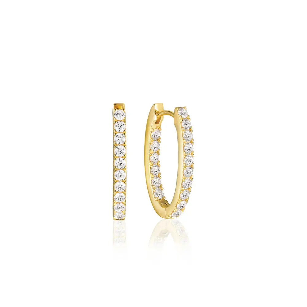 Sif Jakobs Earrings Ellisse Piccolo Gold with White Zirconia