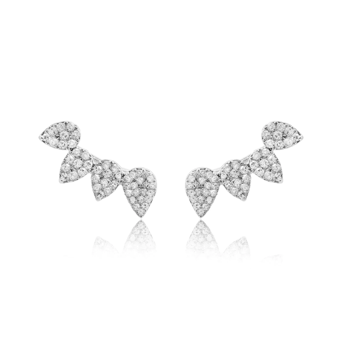 Meira T 14ct White Gold Diamond Pear Climber Earrings