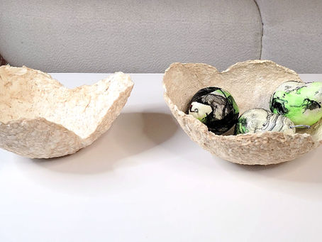 Paper Mache Decor Bowls with Marble Pear filler