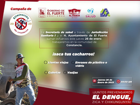 Salud Municipal El Fuerte continua con campaña de Eliminación de Criaderos