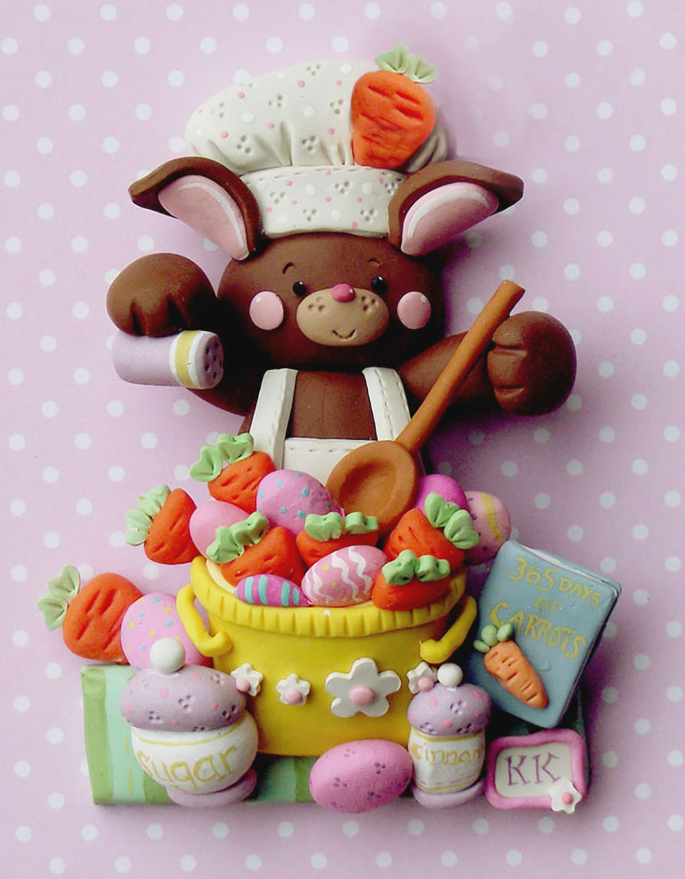 polymer clay illustration of Easter bunny