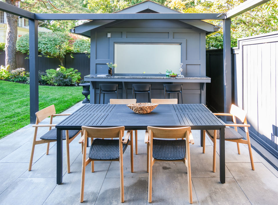 Outdoor dining room and bar in Toronto.