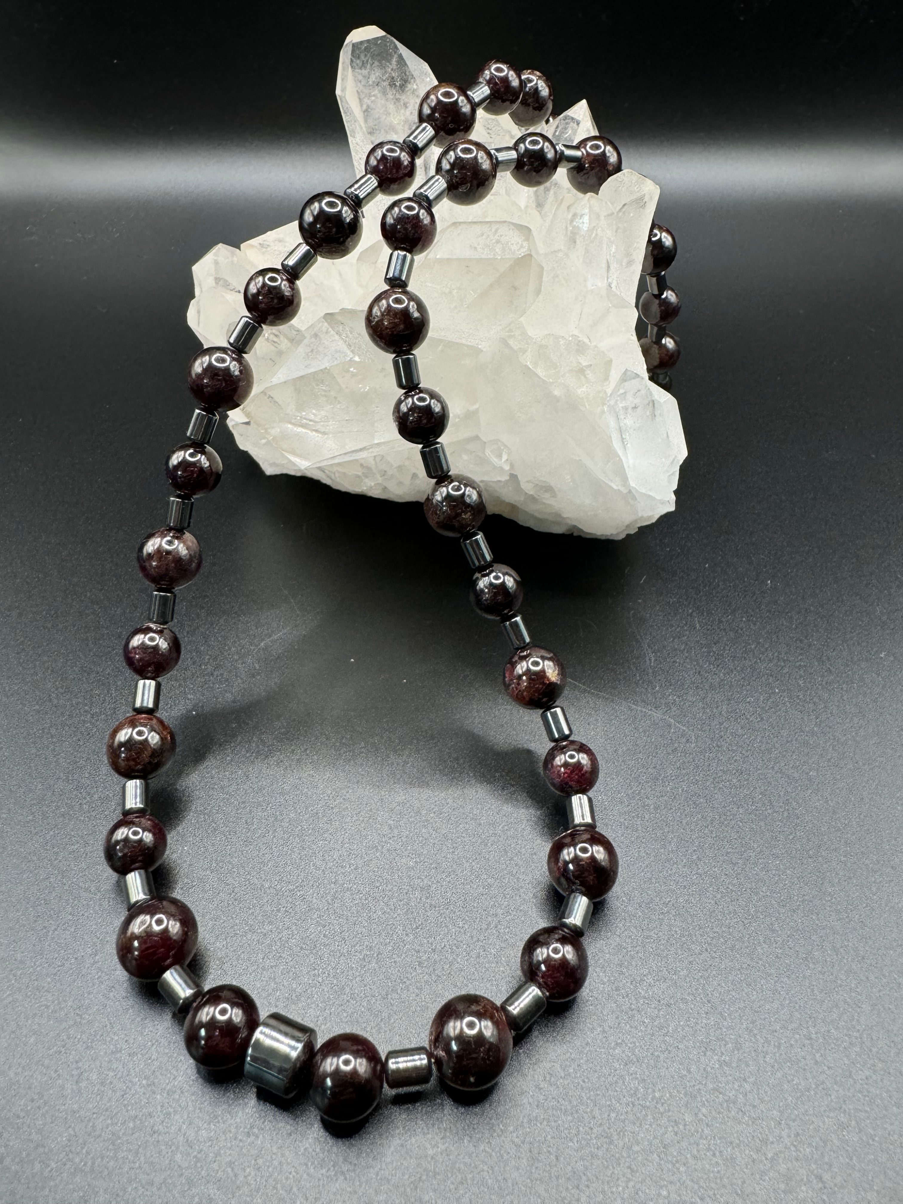 Men's Garnet & Hematite Necklace