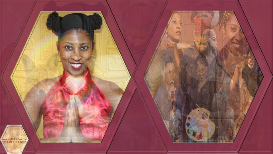 Headshot and photo collage of the work of Dr. Phyllis SHU Hubbard