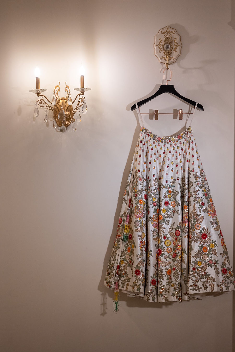 Thumbnail: Designer Ivory Bridal Lehenga with Fall Florals