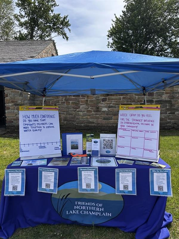 FNLC tabling setup at the St. Albans Town Farmers Market