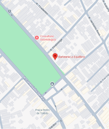 Captura de tela do mapa com o local da Barbearia LS Equilíbrio destacado