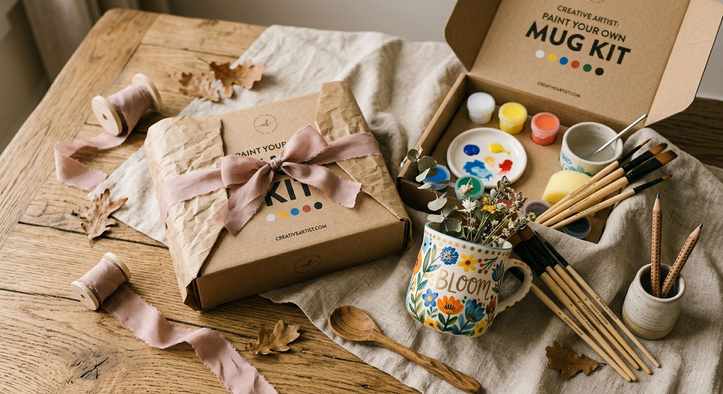 Studio Gift Set — Painted Trinket Dish + Mini Paint Set