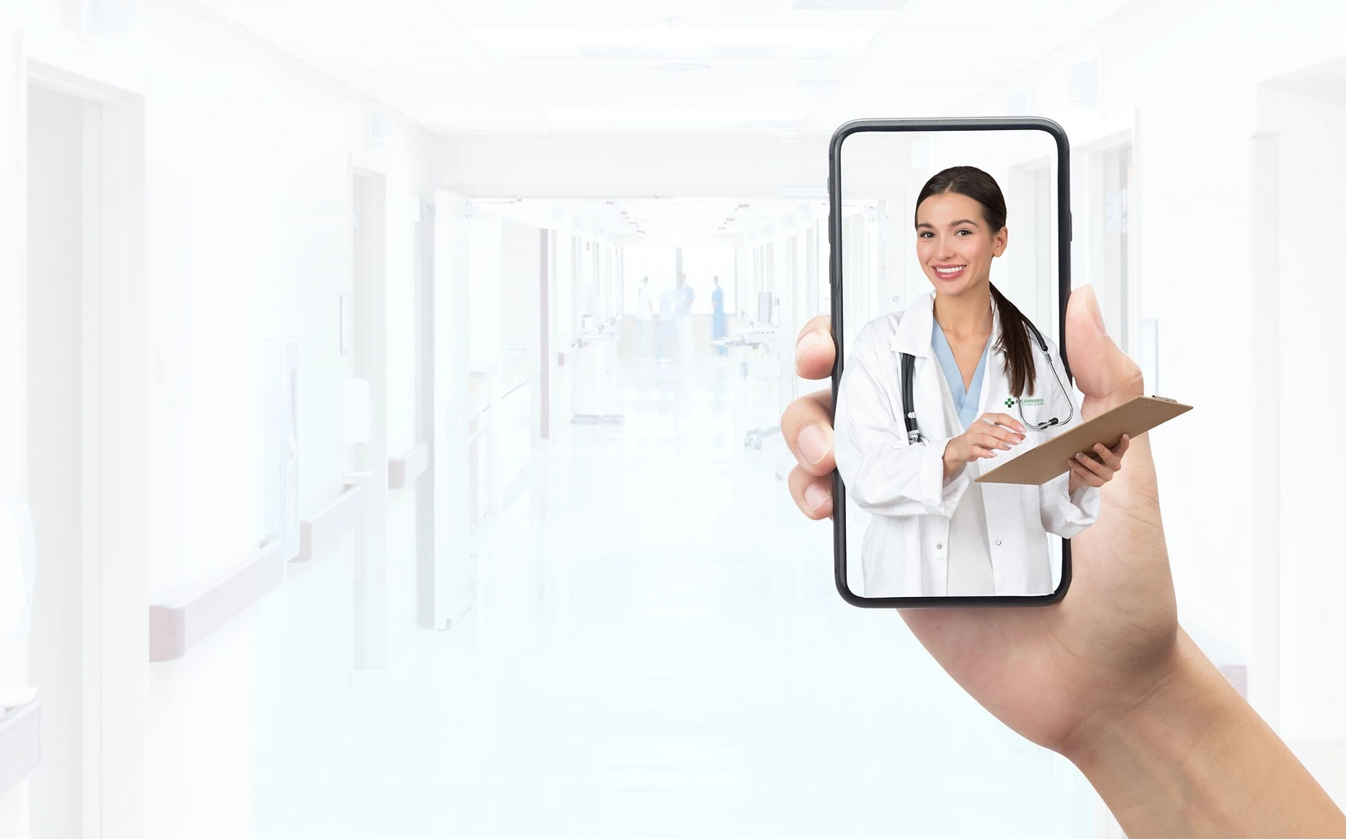 ARCannabisClinic marijuana doctor on a phone speaking with a patient
