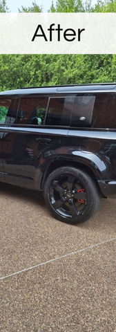 A pristine looking Black Range Rover which has just had a valet.