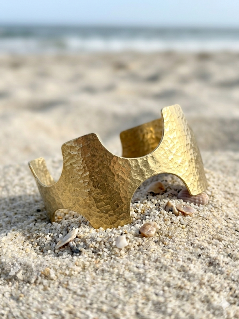 Gold Hammered Cuff Bracelet