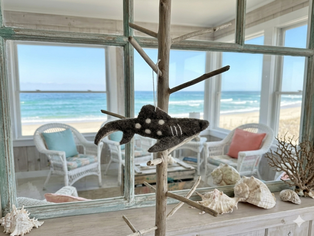 Handmade Felt Shark Plush - Gray with White Spots