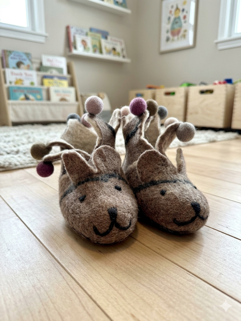Cozy Critters: Hand-Felted Slippers with Whimsical Poms