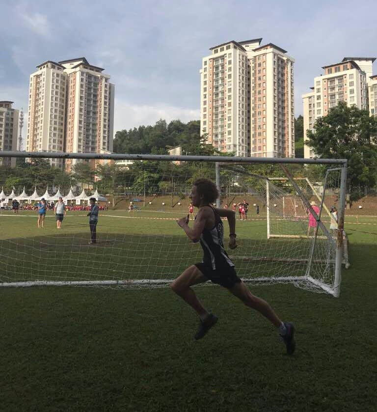At 720km, today was my last local cross country race in KL before championships in Singapore next week. Fifth place overall for U18 boys over a hilly and muddy course for which I'm thankful no-one got hurt. Here I am, 50m from the finish line. In the meantime please continue supporting this cause, we're nearing one-third of the final goal of 15k RM!!