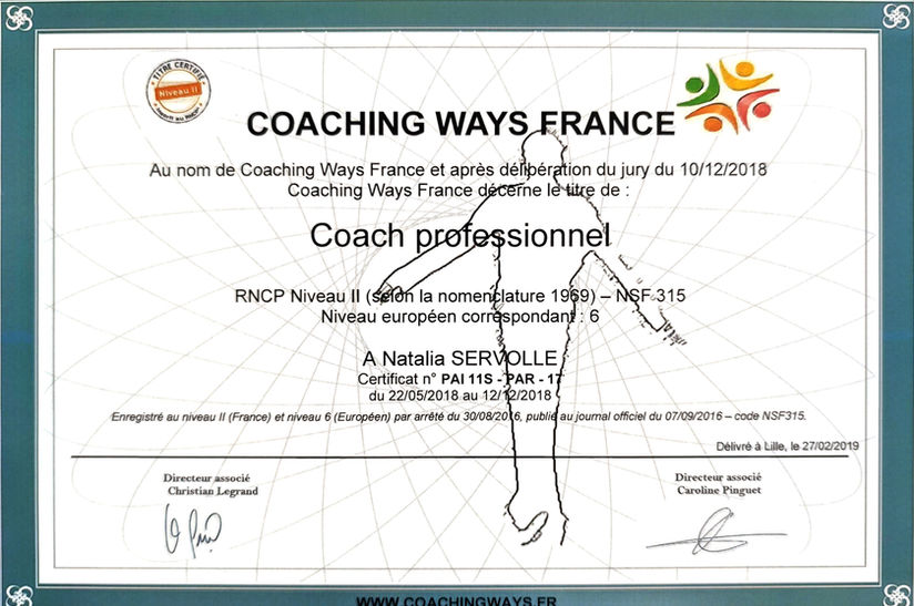 Titre Coach Professionnel RNCP reconnu par l'Etat, Natalia SERVOLLE