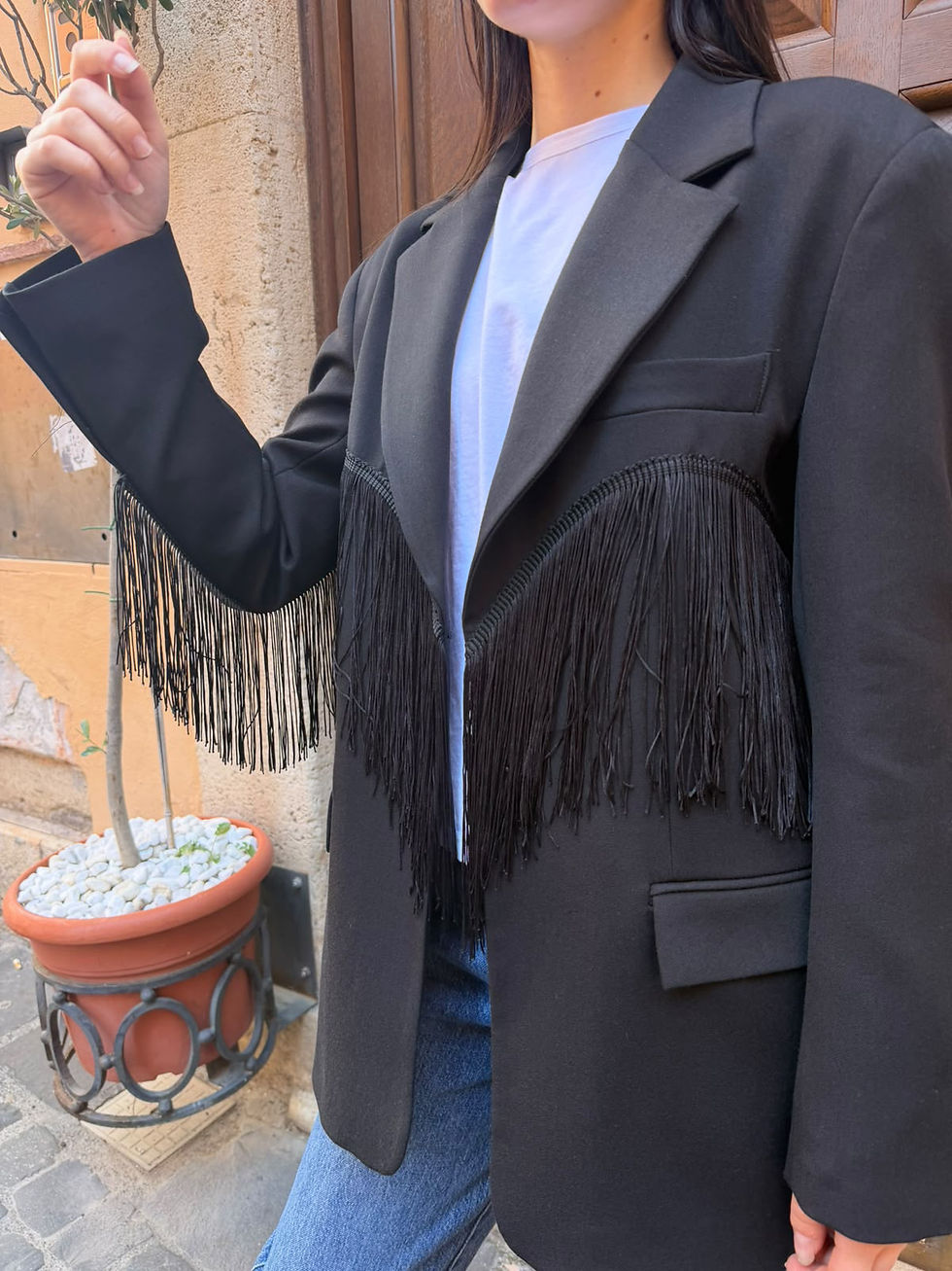 Miniatura: Vicolo - Giacca Nera con frange