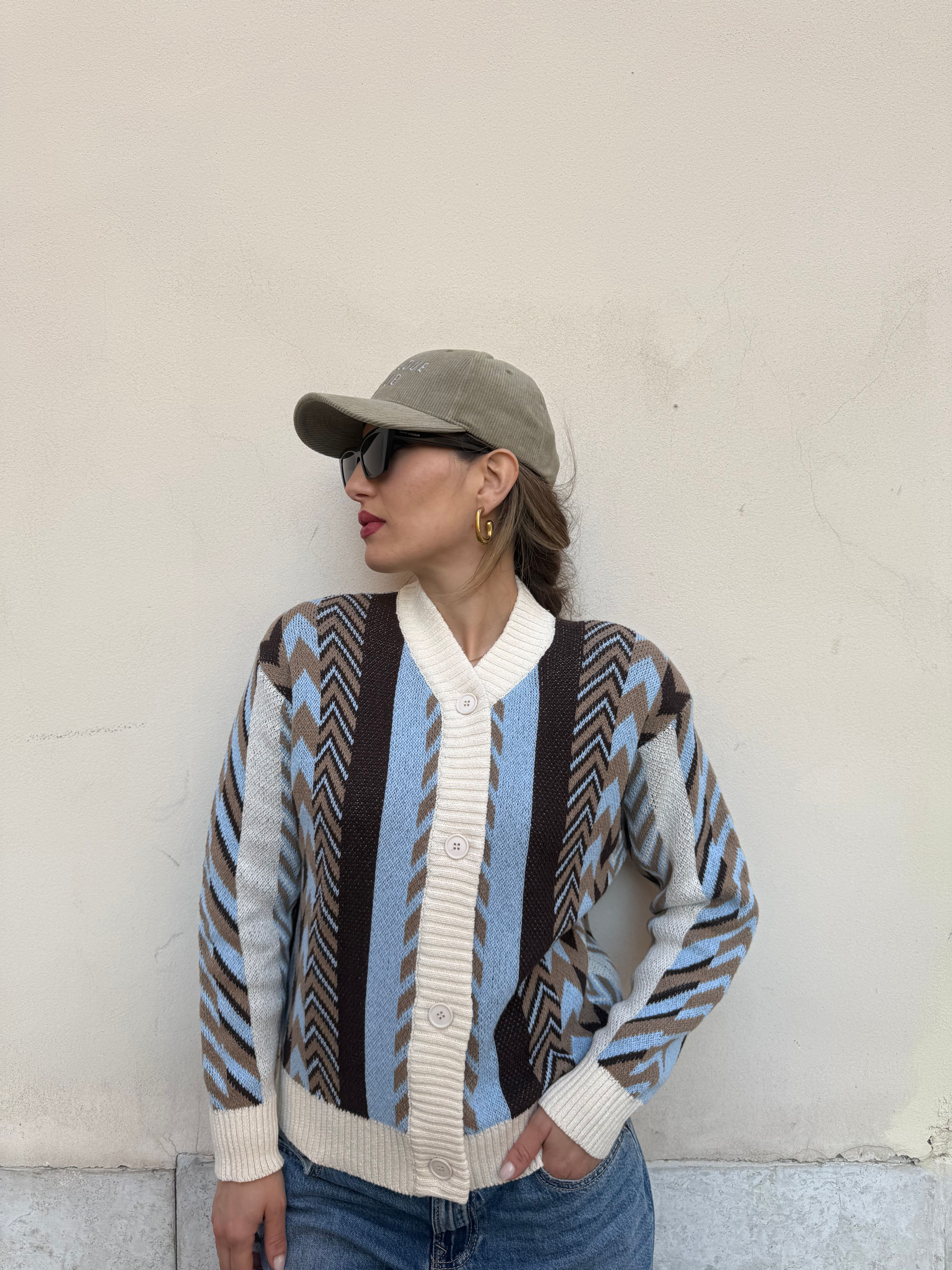 Haveone - Cardigan fantasia con spalline