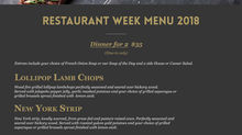 Restaurant Week 2018 at The Woodfire Bar and Grille