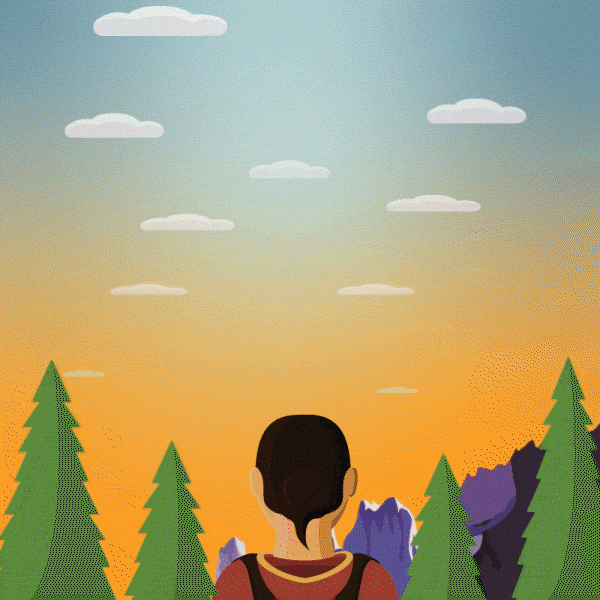 animation, gif, patagonia, head over heals, falling head over hills, walking gif