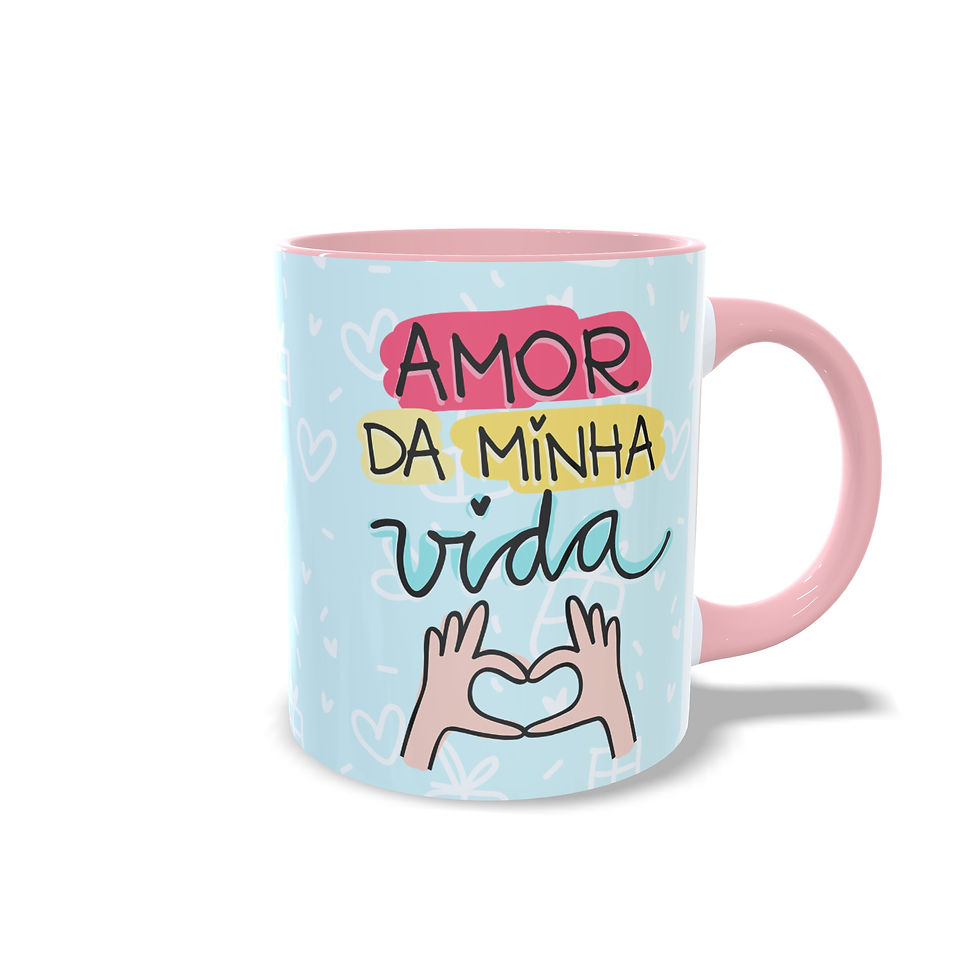 Miniatura: Caneca Personalizada "Amor da minha vida" - Alça Colorida