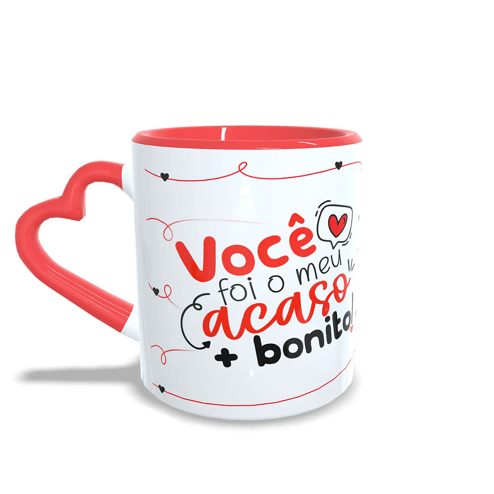 Caneca Personalizada  "Acaso + Bonito" Alça Coração