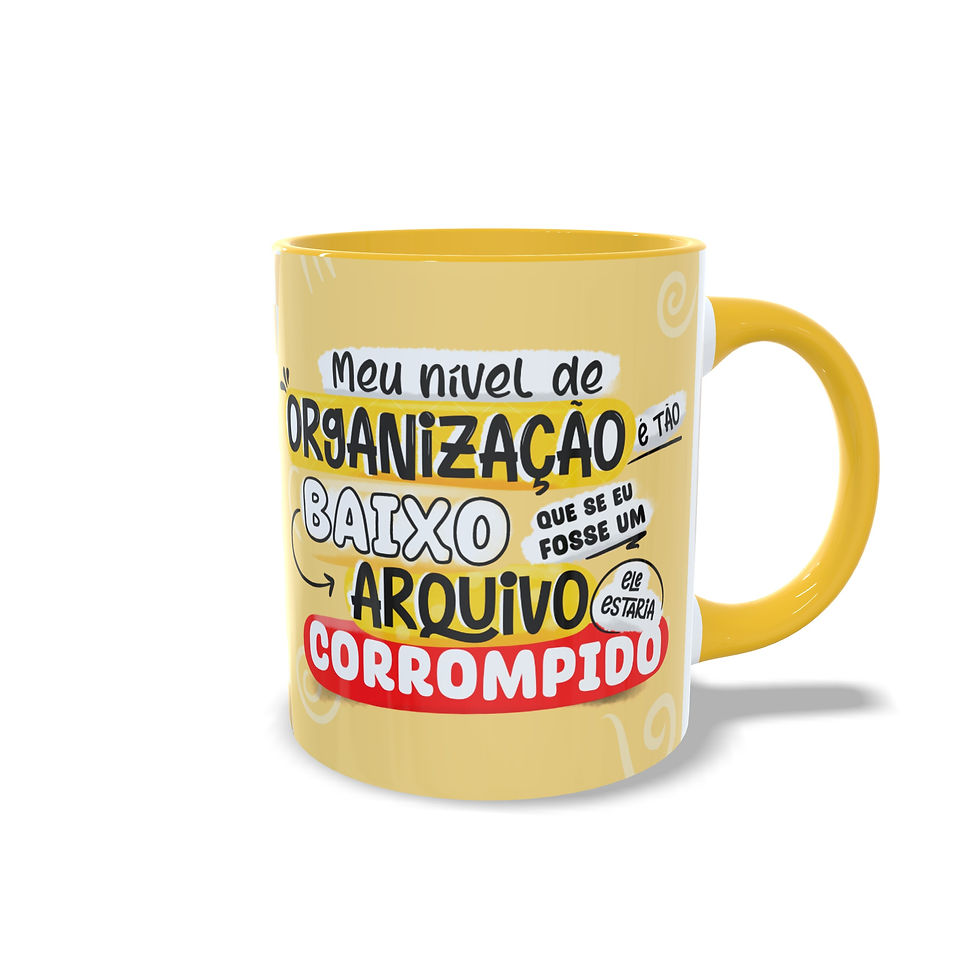 Caneca Personalizada "Nível de Organização" - Alça Colorida