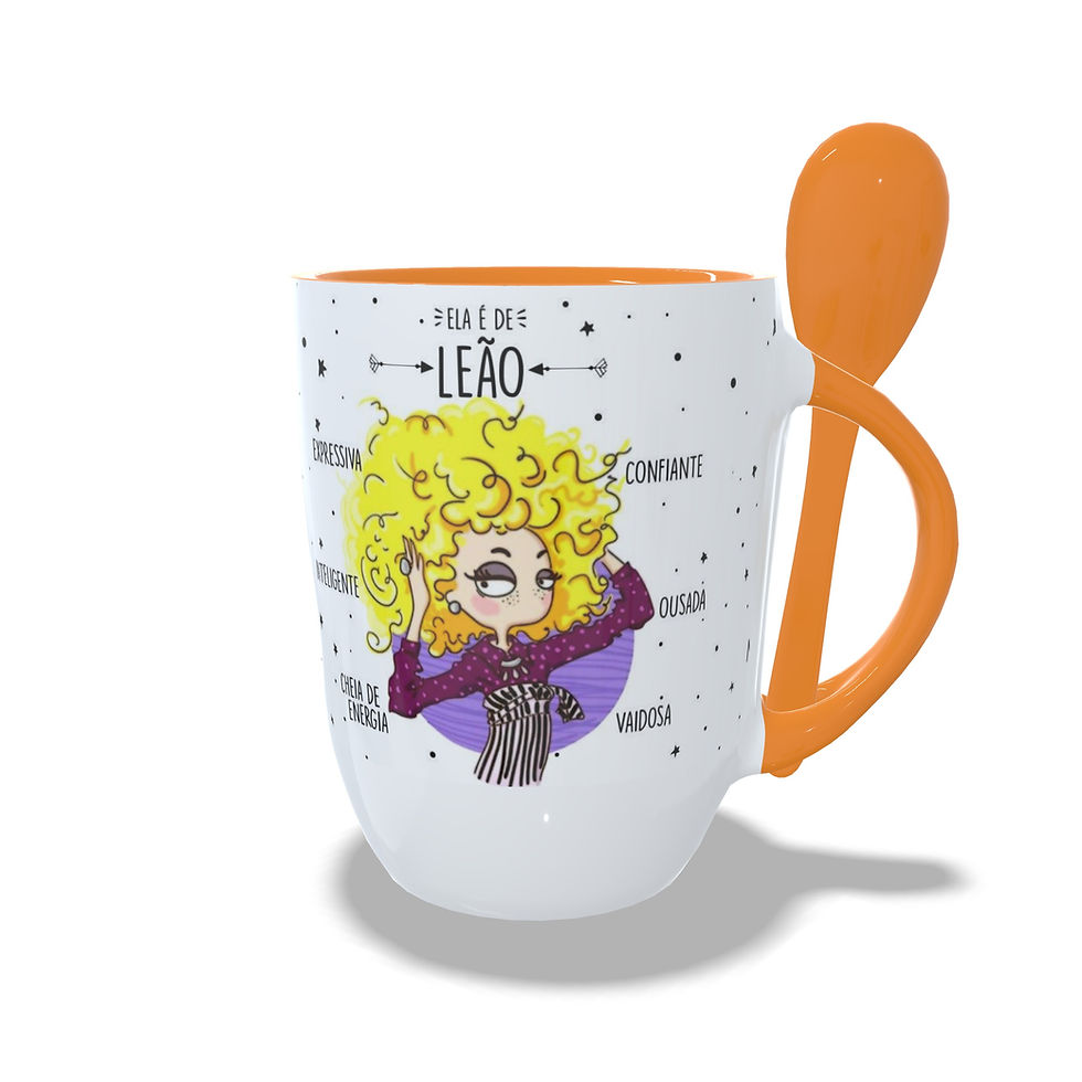 Miniatura: Caneca Personalizada "Leão" - Curvada Colher